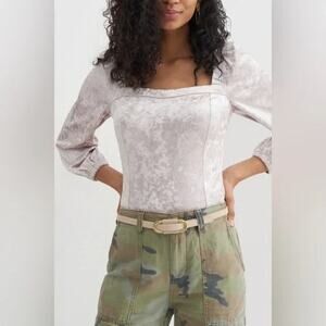 NWOT Anthropologie Jessima Velvet Corset Top Pink XL